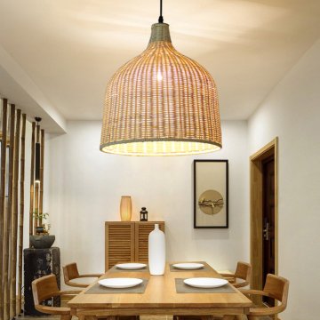 Modern Rattan Pendant Light Lamp Home Room Teahouse Decoration Fixture Bar Indoor Lighting Handmade Lamp Cover E27