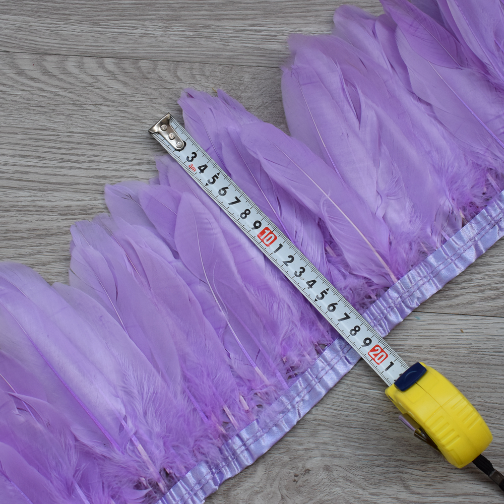 Goose feather trim 2 yards / multi-color dyed goose feather belt / 15-18cm goose feather cloth tassels with DIY decoration