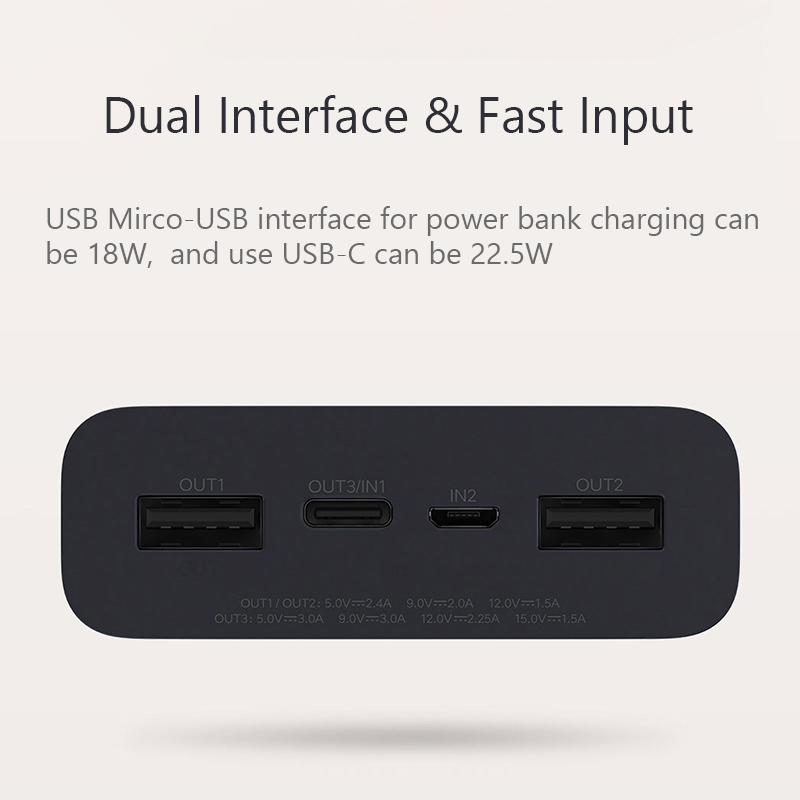 Xiaomi ZMI Power Bank 20000mAh QB822 3 USB Type C 27W PD Fast Charging Portable Powerbank 20000 External Battery Poverbank