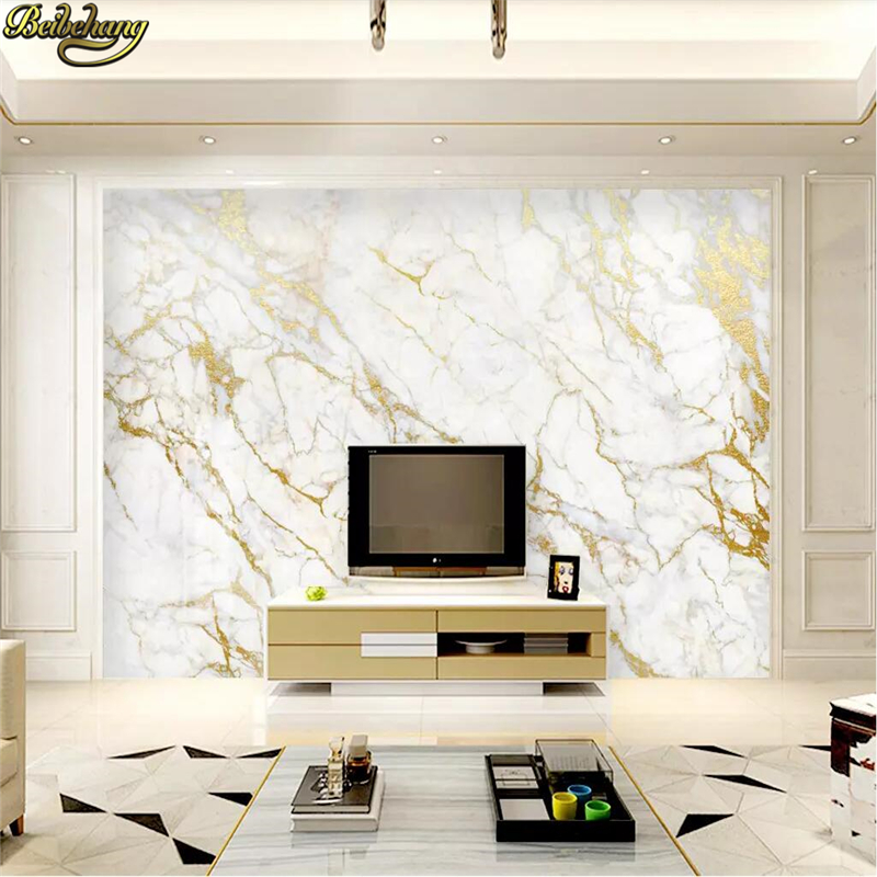beibehang Custom wallpaper mural gold silk jazz white marble wall papers home decor wallpapers for living room papel de parede