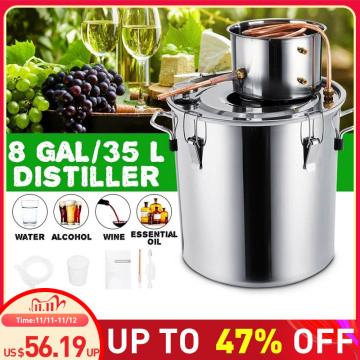 8GAL / 35L Distiller Moonshine Alcohol Distiller Stainless Copper DIY Home Water Wine Essential Oil Brewing Kit