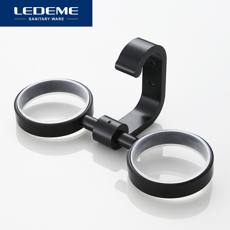 LEDEME Spray Paint Cup Tumbler Holders Black Grind arenaceous Glass Cups Toothbrush Tooth Cup Holder Bathroom Accessories L5508