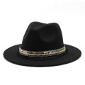 Black/white Retro Plain Dyed Wool Felt Black Women's Hats Flat Brim Fedora Hat Wholesale Classic Unisex Jazz Trilby 56-60CM