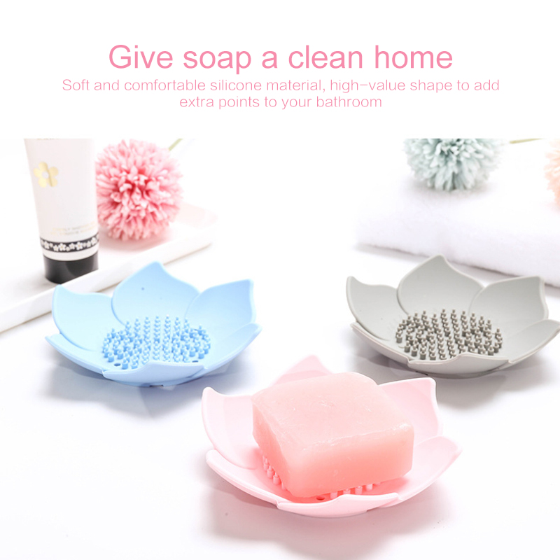 Bathroom Silicone Flexible Soap Dishes Storage Holder Soapbox Plate Tray Drain Creative Bath Tools