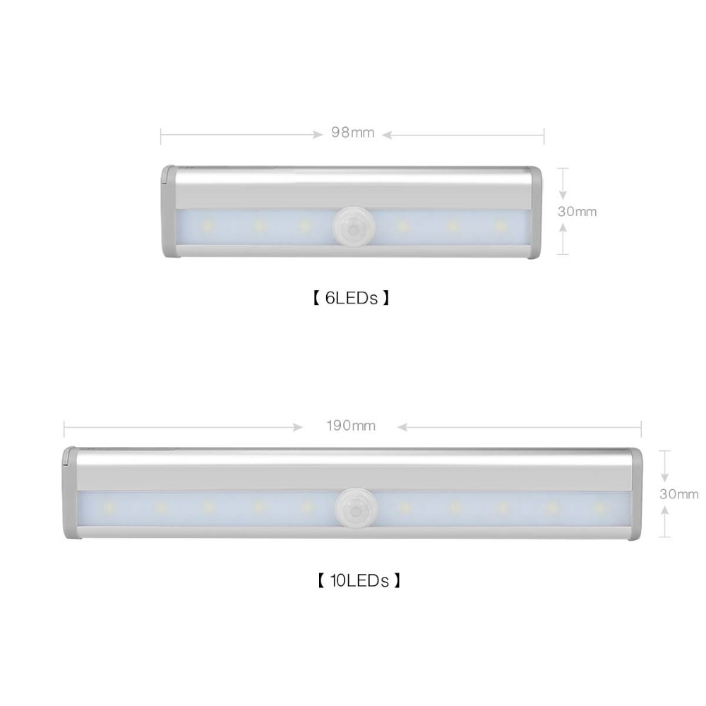 Motion Sensor LED Night Light 6 10 LEDs High Lumen Wireless PIR Lamp Under Cabinet Lights Kitchen Wardrobe Emergency Lighting