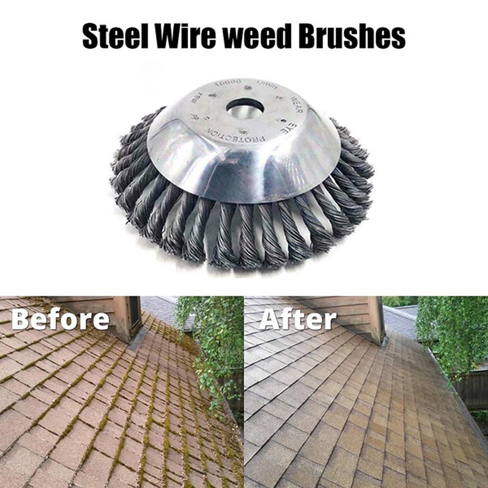 Steel Wire Wheel Garden Weed Brush Lawn Mower Grass Eater Trimmer Brush Cutter Tools Garden Grass Trimmer Head Weed Brush