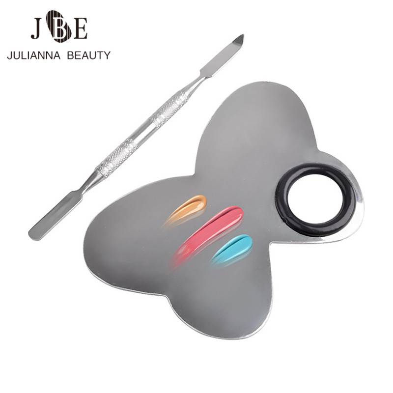 1 Set Metal Nail Art Color Palette Foundation Mix Acrylic Gel Polish Butterfly Painting Drawing Color Paint Dish Palettes Tools