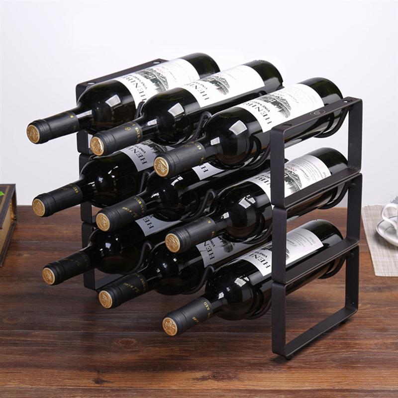 Wine Rack Creative Vintage Wire Wine Display Rack Storage Bottles Rack Stand Home Accessory Holds 3 Bottles