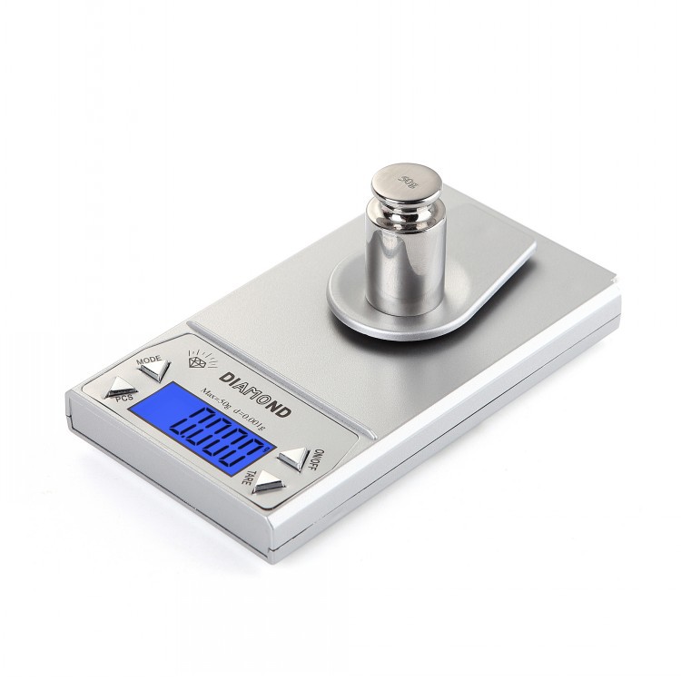 50g/20g/10g 0.001g Portable High Precision LCD Digital Jewelry Scale Lab Gold Herb Balance Blue Backlight Weight Gram Hot Sales