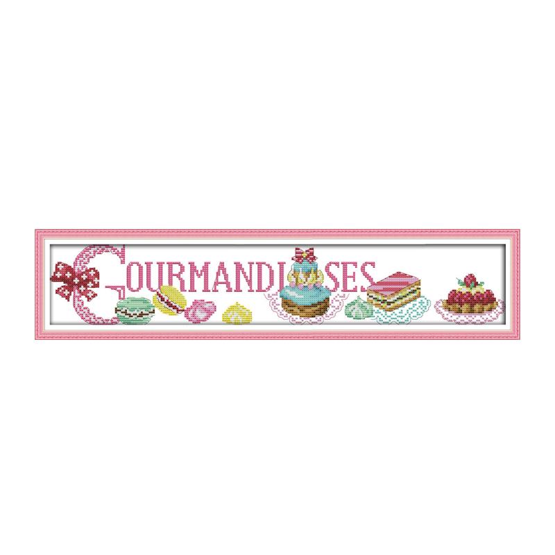 Joy Sunday 11CT 14CT Clear Print Cross Stitch Set Hand Sewing Furniture Accessories Kit Dessert Craft Embroidery Hanging