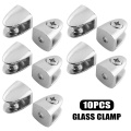 10pcs 8 To 10mm Adjustable Smooth Balustrade Staircase Zinc Alloy Easy Install Glass Clamp Corner Bracket Flat Back Handrails
