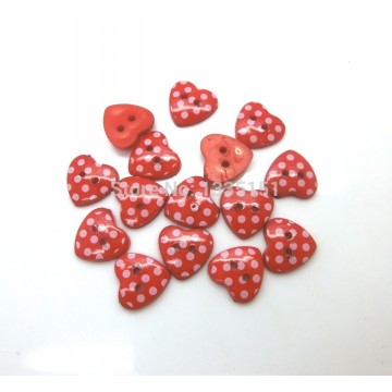 Free shipping -100pcs Red Dot Heart 2 Holes Resin Sewing Buttons Scrapbooking 15x14mm M01003