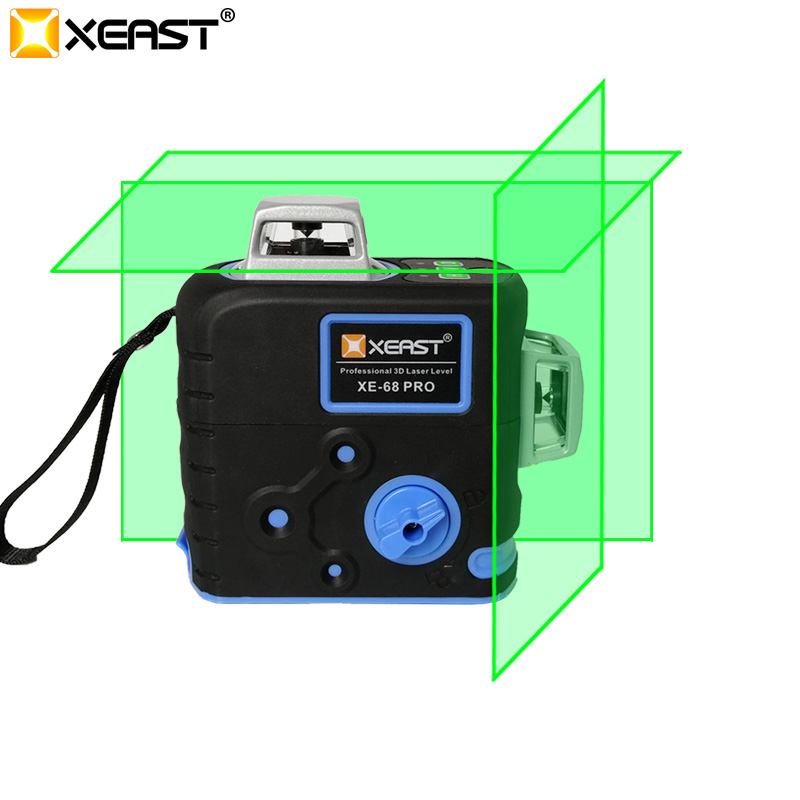 XEAST XE-68G Pro 3D Laser Levels 12 Lines Cross Level Self Leveling Outdoor 360 Rotary green Laser with Laser receiver