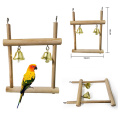 1Color Parrot Toy Durable Parrot Cage Chew Toy Pet Bird Primary Color Solid Wood Stand Bird Stand Playground Toy Swing With Bell