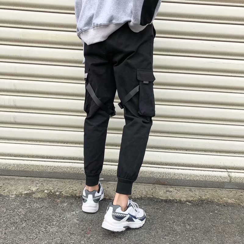 Ribbons Harem Joggers Men Cargo Pants Streetwear 2020 Hip Hop Casual Pockets Track Pants Male Harajuku Fashion Trousers