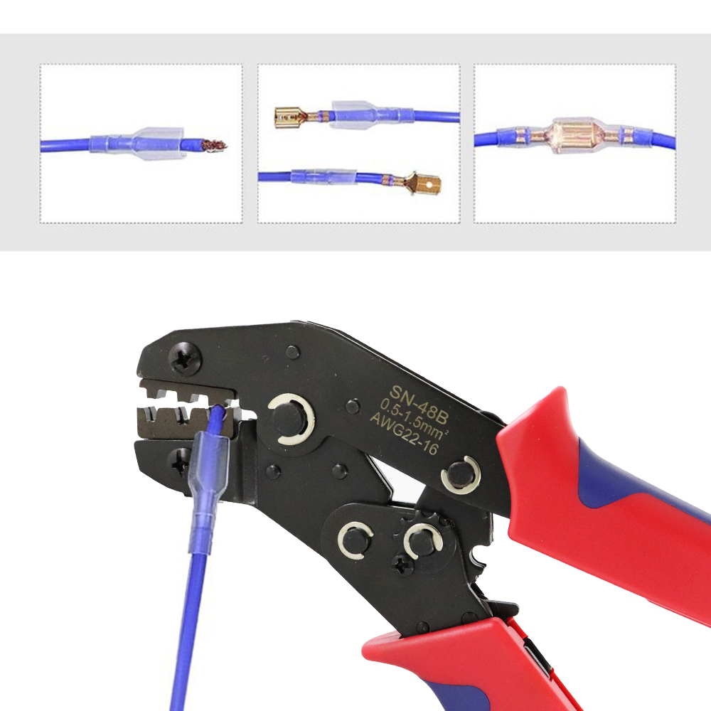 sn-48b crimping tool 600 pcs 4.8/6.3 plug terminal crimper crimping pliers wire 0.5-1.5mm2 alicate AWG 20-15 hand tool krimptang