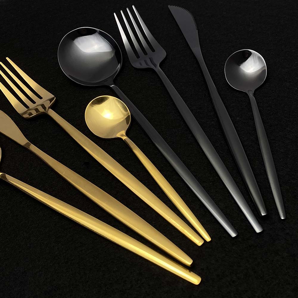 Dinnerware 16Pcs Mirror White Gold Cutlery Set 18/10 Stainless Steel Dinner Knife Fork Coffee Spoon Silverware Kitchen Set