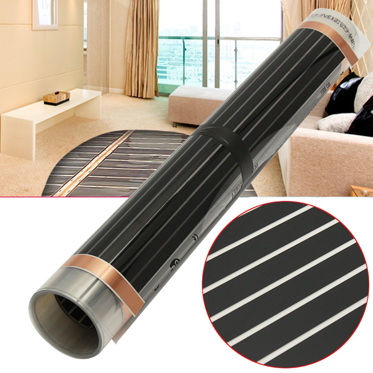 AC 220V Underfloor Infrared Heater Electric Floor Heating Film Floor Warmer Warm Mat Laminate / Solid Flooring Heating System