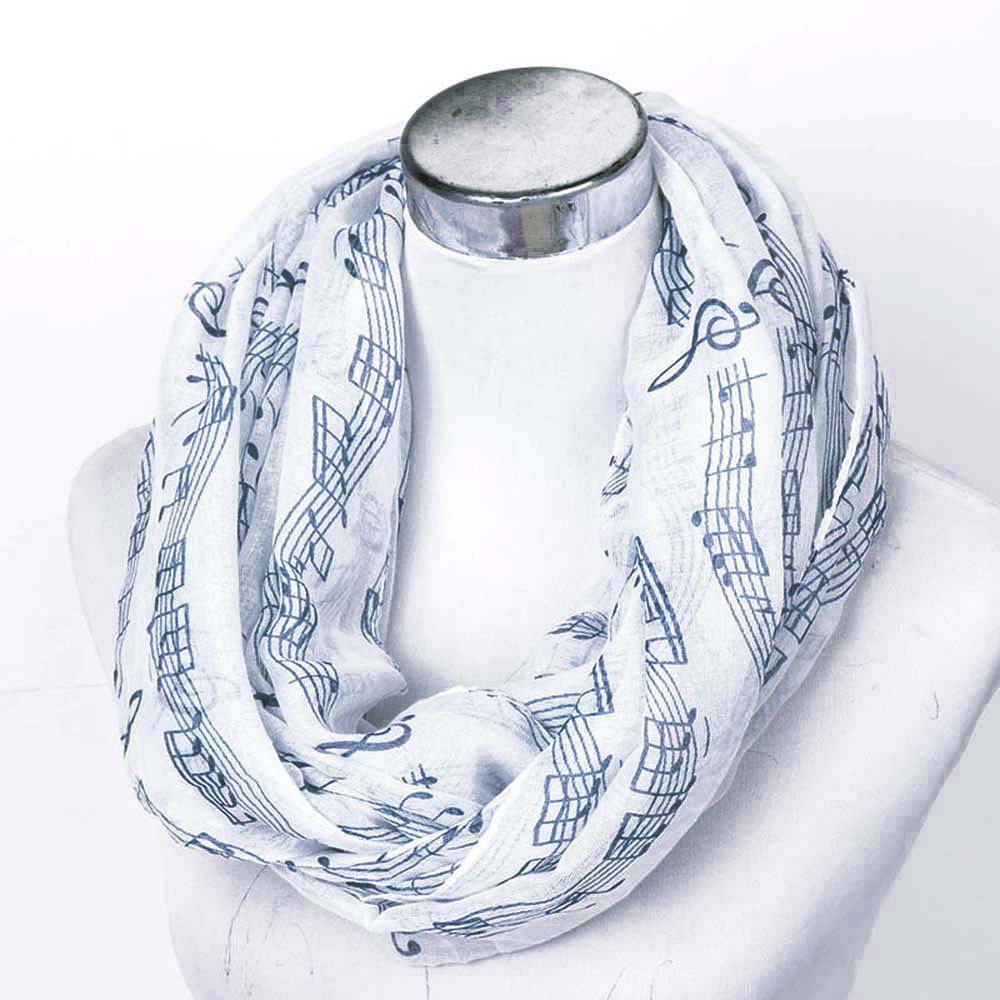 Women Large Long Voile Scarves Shawls Wraps Women Lady Musical Note Printing Large Size Female Shawls Foulard Femme cachecol A9
