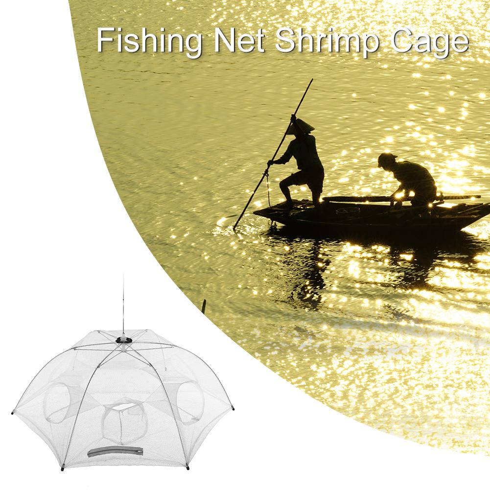 Strengthened Fishing Net Shrimp Cage Nylon Foldable Crab Fish Trap Cast Net