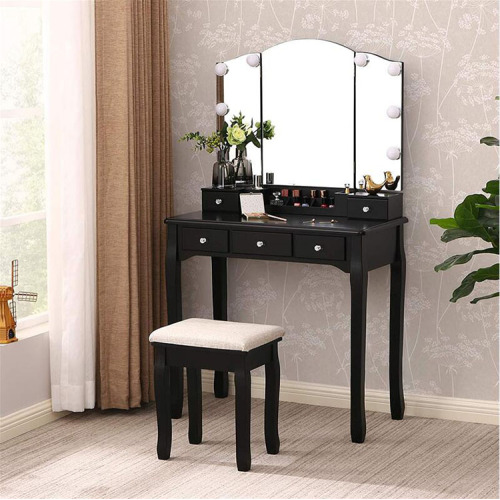 Supply Black Bedroom Dresser Wooden Legs Dressing Room Table with High Quality