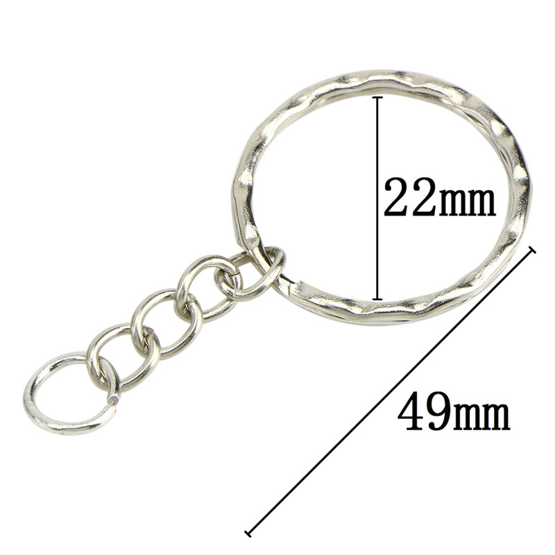 50Pcs/Lot Dia 25mm Polished Keyring Keychain Split Ring With Short Chain Key Rings Women Men diy Key Chains Accessories