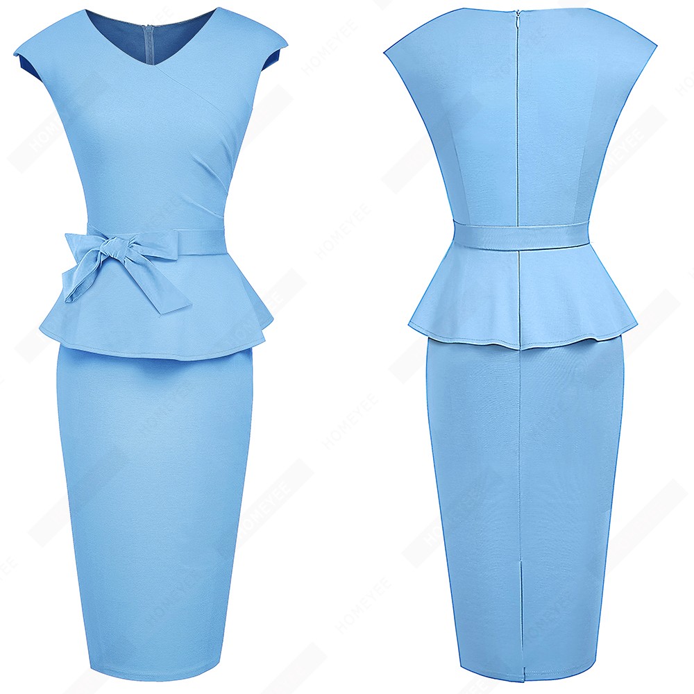 Elegant Classic Bow Bandage Workwear Formal Slim Fashion Business Office Lady Dress EB585