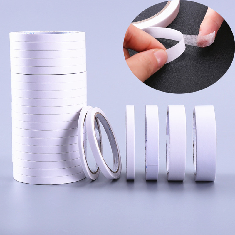 8M Double Sided Adhesive Tape Strong Slim Sticky White Faced Pad Manual Sticky School Stationery Office Fasten Double Sided Tape