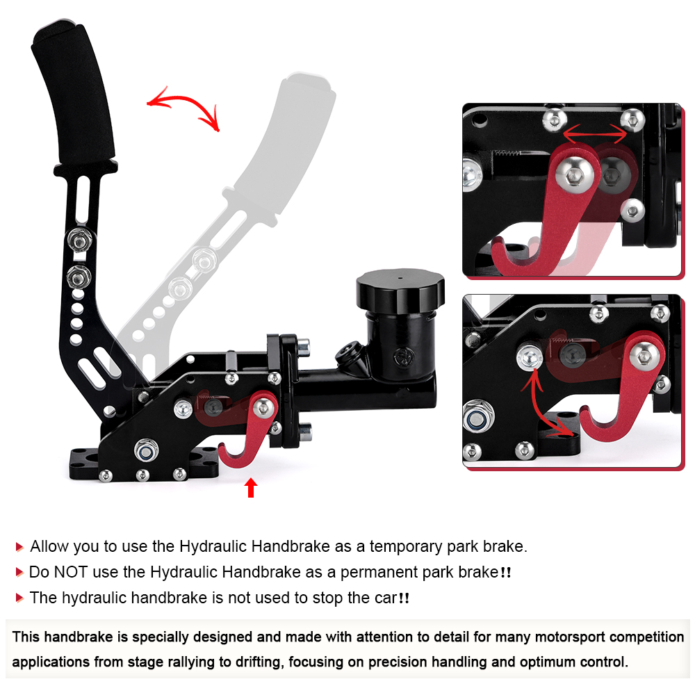 PQY - Black Hydraulic Racing Hand E Brake Drift Rally Handbrake Aluminium Lever Oil Tank Cylinder 0.75Bar PQY-HB04