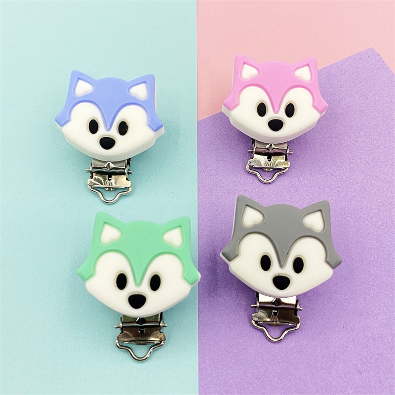 3pcs Fox Baby Pacifier Clips DIY Food Silicone Teething Toys Nursing Perle Silicone Teether Clip