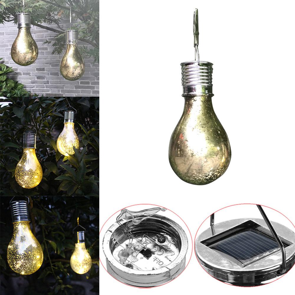 IP65 Waterproof Gold-Plated Flashlight Warm White Night Light 5LED Solar Light Bulb Solar Lamp Outdoor Hanging Decoration