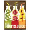 Keystone Emboss Plate Kiwi Orange Papaya Fresh Fruits Juice Cafe Tin Sign Board 8x12 Inch Metal Wall Panel