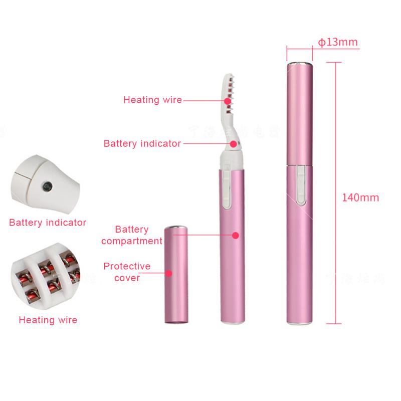 Purple Pink Portable Pen Style Electric Perm Heated Eyelash Curler Long Lasting Eye Lash Curler Makeup Curling Kit For Women