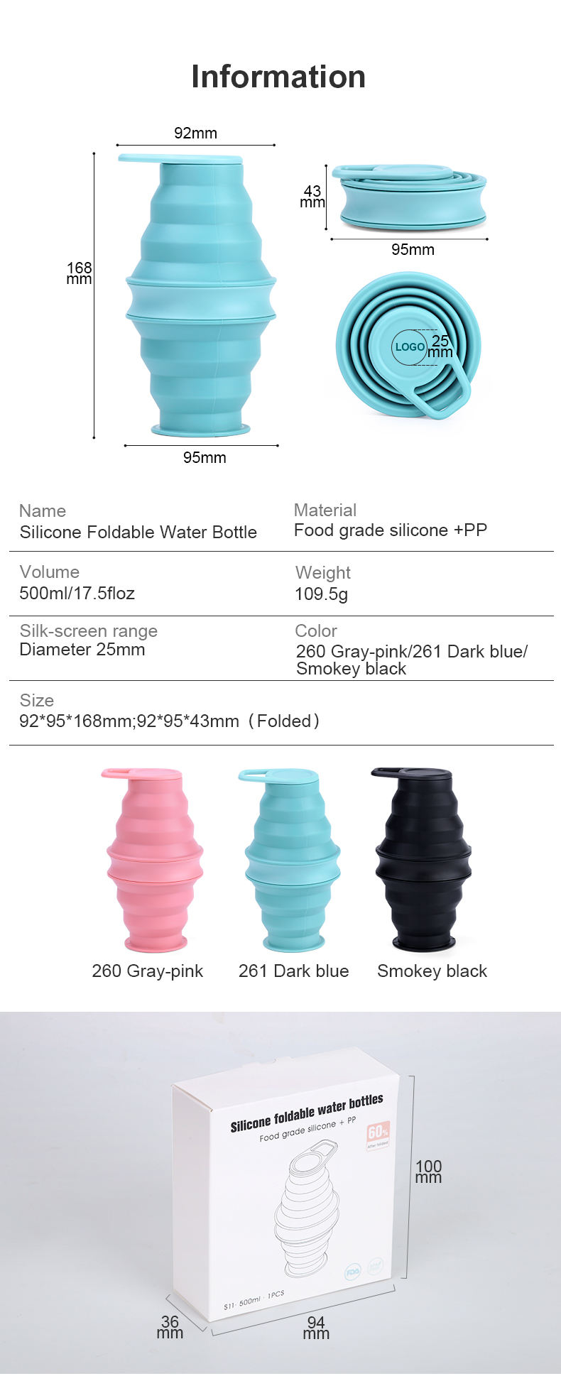 silicone water bottle MFZ-J001
