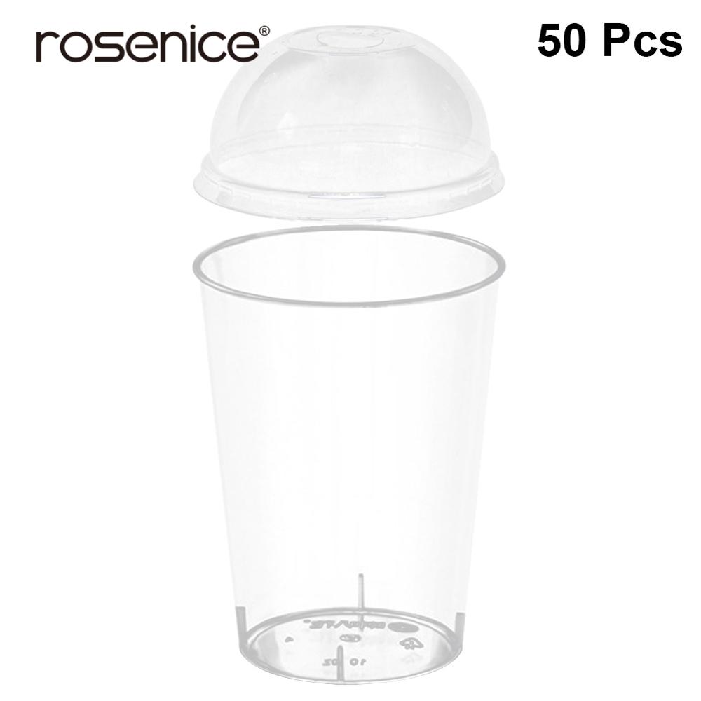 50pcs Milk Tea Cup Hard Plastic Disposable Drinking Transparent Takeaway Juice Cups with Lid for Iced Coffee Sodas 300ml