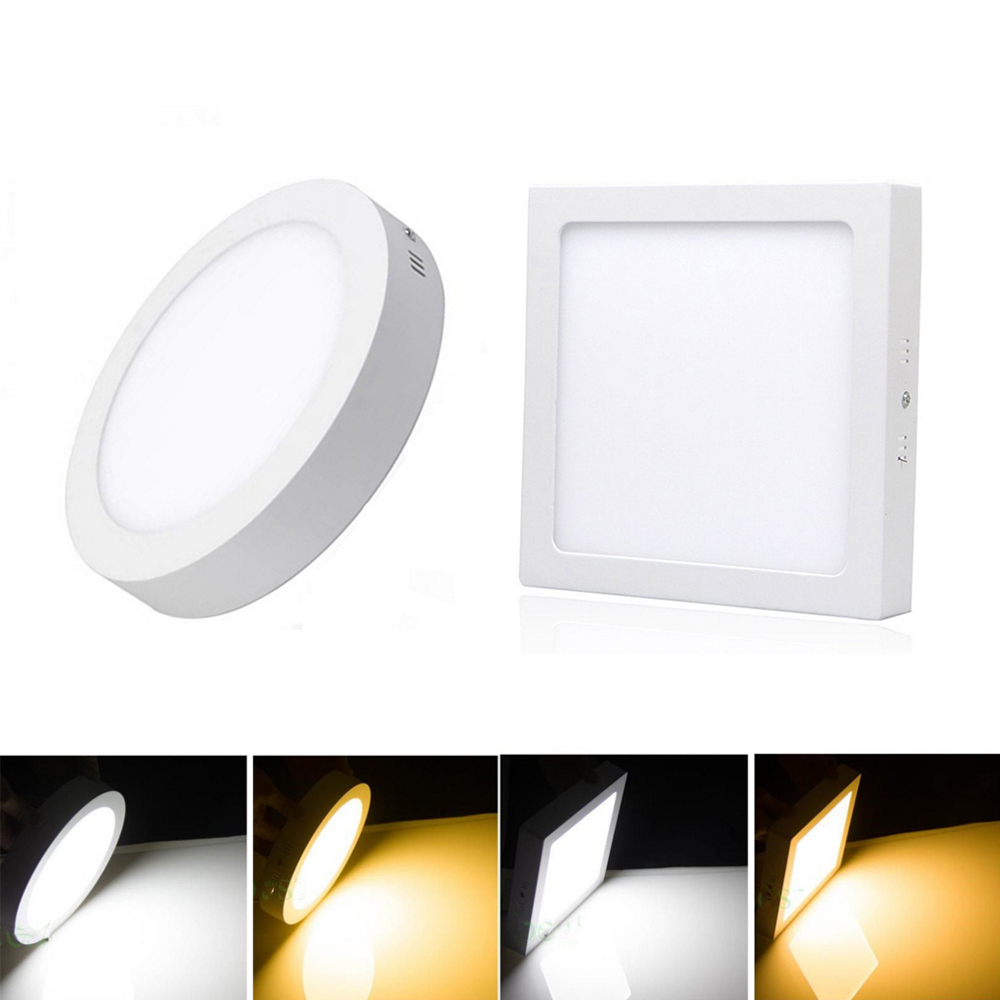 Led Panel Light 6W 12W 18W 24W Round Square Spotlights Lamp Surface Mounted Indoor Lighting Led Ceiling Lamp AC85-265V