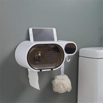 Bathroom Toilet Paper Holder Paper with A Storage Box Toilet Dispenser Box Wall Mounted Tissue Box Roll Paper Rack Free Punching