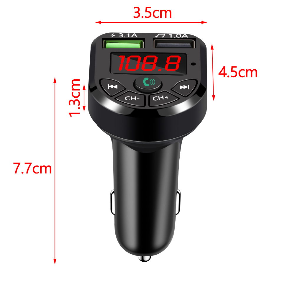 1PC New Wireless Bluetooth 5.0 LCD Car FM Transmitter MP3 Player Hands Free Radio Adapter Aux Audio Car Kit USB Charger