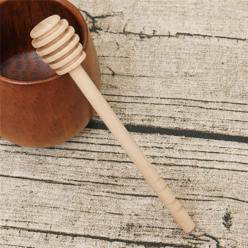 Long Handle Wood Honey Dipper Spoons Kitchen Accessories Spiral Mixing Stick Honey Tools for Tea Coffee Biscuits Dessert New