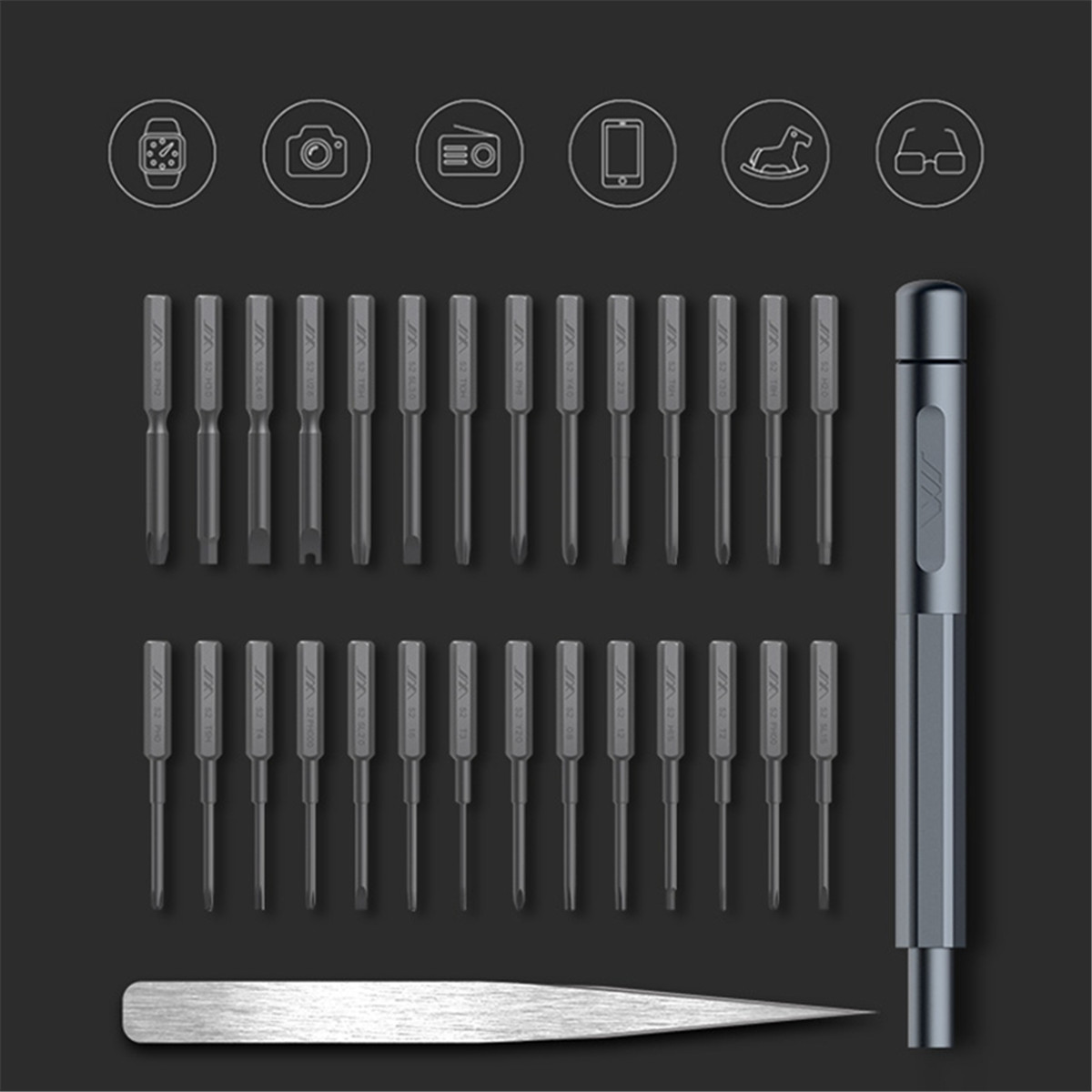 JIMI 30 IN 1 Multi-purpose Precision Screwdrivers Kit Repair Tool DIY Screw Driver Set With Tweezers Aluminum Alloy Handle