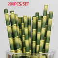 200X Degradable Kraft Paper Suction Tube Bamboo pattern Straws For Party Baby Wedding Shower Decoration Gift Party Event Supply