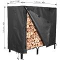 Firewood Rack Cover, 4 Feet 600D Heavy Duty Waterproof Patio Log Rack Outdoor Cover, Black