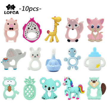 Wholesale 10pcs Baby Teether Food Grade Silicone Animal Nursing Teether Infant Silicone Pacifier Chew Baby Teething Toy Necklace