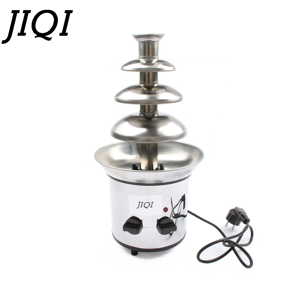 110V/220V 4 Tiers Chocolate Fountains Fondue Wedding Party 4th Floor Cheese Butter Heating Waterfall Machine Heater Pot Melter