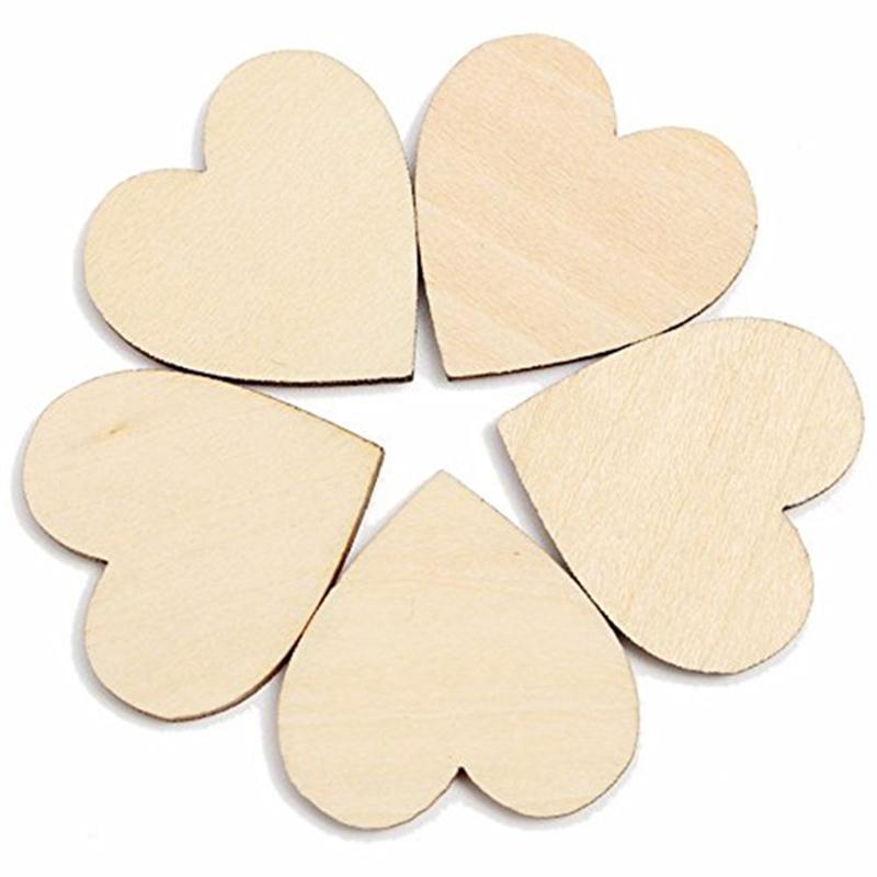 50PCS DIY Wooden Heart Kids Birthday Party Valentine'S Day Supplies Diy Scrapbook Craft Wedding Decoration Baby Shower Decor