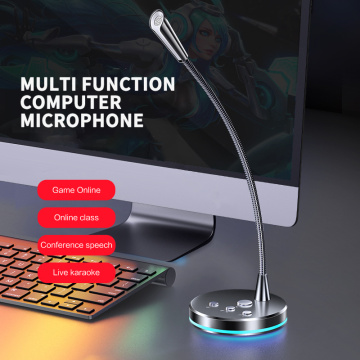 Metal Computer Microphone 360° Omnidirectional Microphone Gaming Chatting USB/3.5mm Gamer Microphone For PC Desktop Laptop