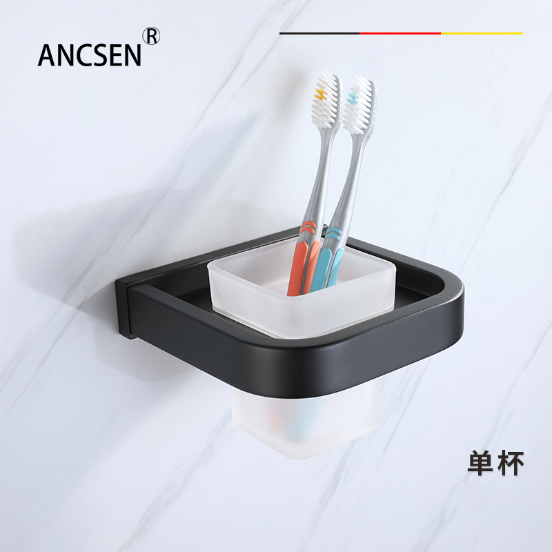 Black Toothbrush Holder Stainless Steel Single Cup Rack Bathroom Toothbrush Cups Holders And Toothbrush Glass Cups Accessories