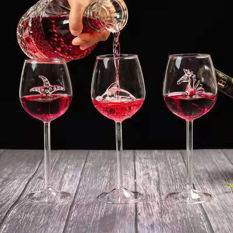 Creative Red Wine Glass Champagne Flutes Glasses Drinking Glass Tea Cups Creative Shark Glass Juice Mug Milk Coffee Cup Christm