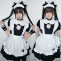 Bust Open Maid Cosplay Costume Sexy Catwomen Kitty Outfit Cotton Apron Lovely Lace Mini Dress For Women Anime Black White Lolita