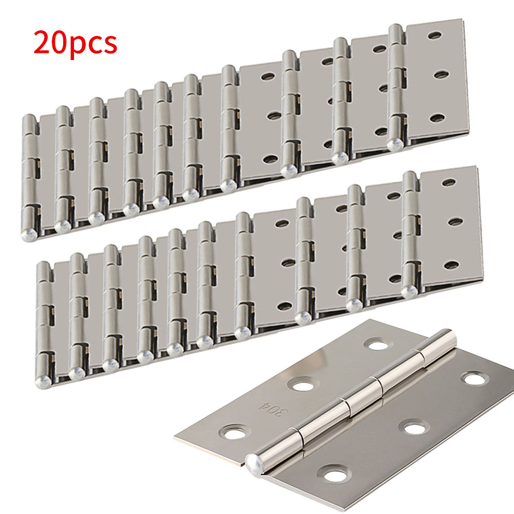 20 Pcs 6 Mounting Holes Jewelry Box Window Cabinet Furniture Repair Bookcase Stainless Steel Hinges Door Connector Durable Home